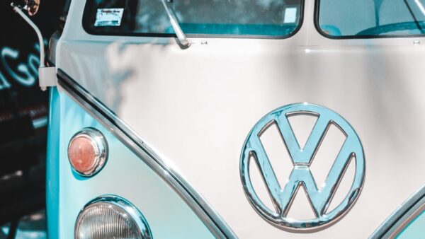 teal and white Volkswagen T1