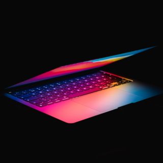 black and purple laptop computer