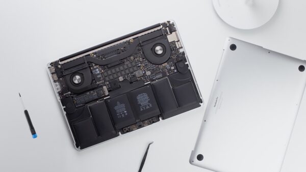 silver MacBook