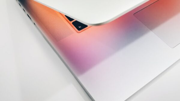 Apple MacBook air on wooden surface