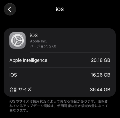 iPhone 17 Pro Max（iOS27）のAIモデルは20GBオーバー。